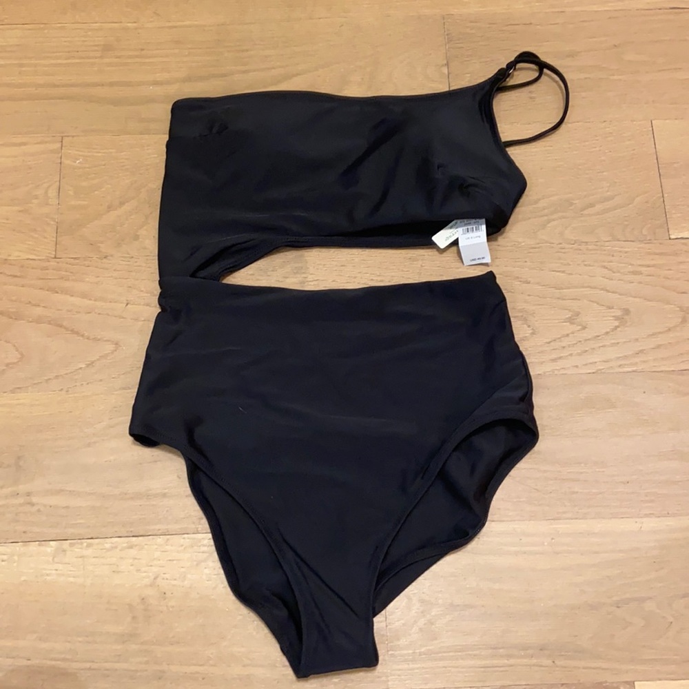 NWT aerie black cut out one piece swimsuit